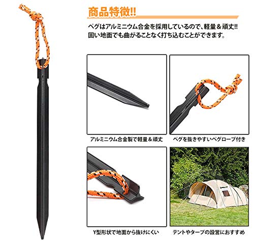 Amazon.co.jp: アルミ ペグ 10本セット 18cm 収納袋付き Y字型 Y型